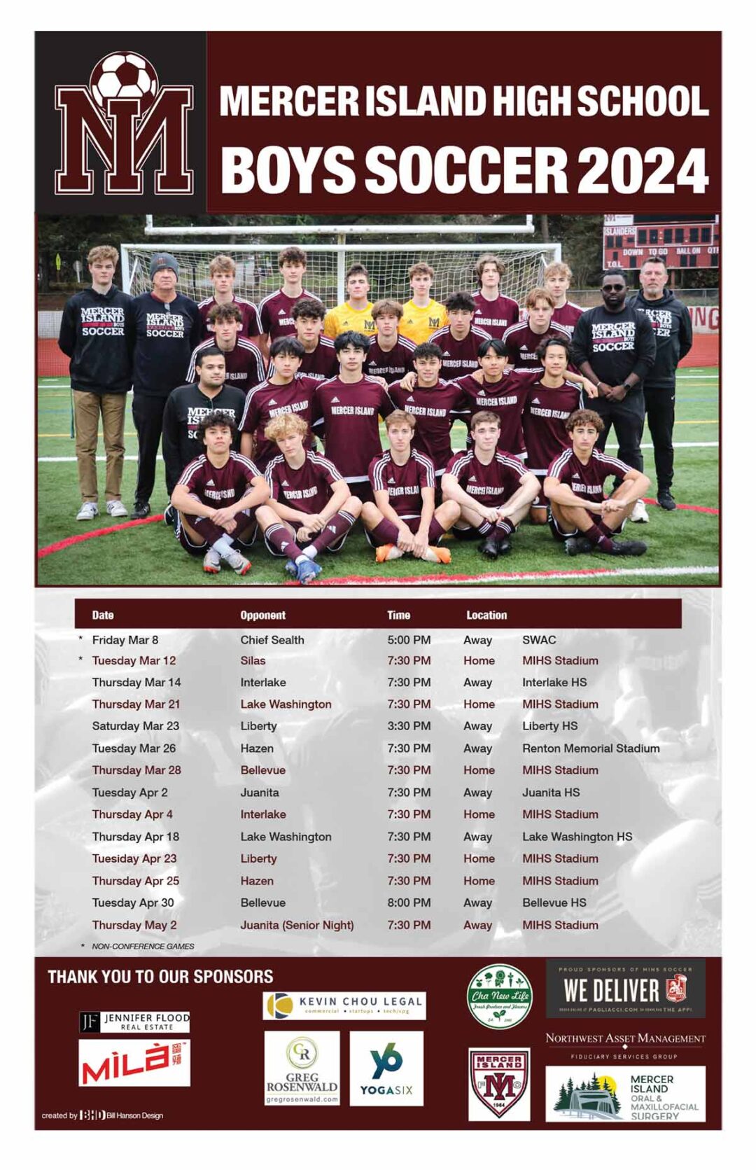 MIHS Boys Soccer Schedule Poster